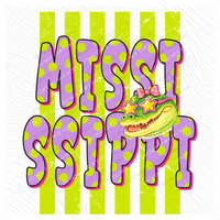 Mississippi Alligator Polka Dots and Stripes Digital Design, PNG