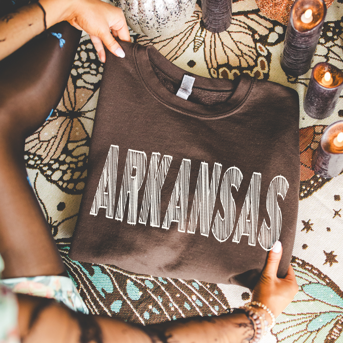 Arkansas Scribble in Cream White Digital Design, PNG