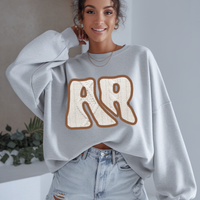 Arkansas AR Sweater Patch in Cream & Brown Digital Design, PNG
