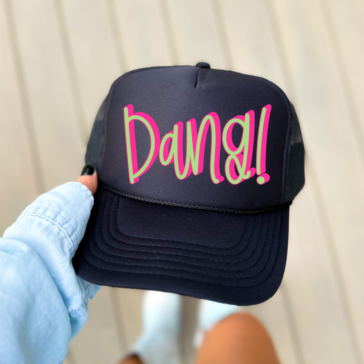 Dang!  3D Sassy Script Bright Pink & Green Digital Design, PNG