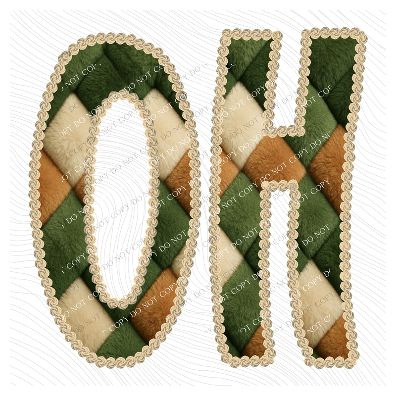 OH Ohio Stitched Argyle Fur Digital Download, PNG