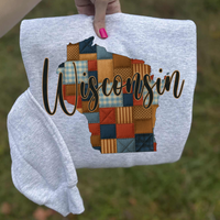 Wisconsin Quilted Script State Digital Design, PNG