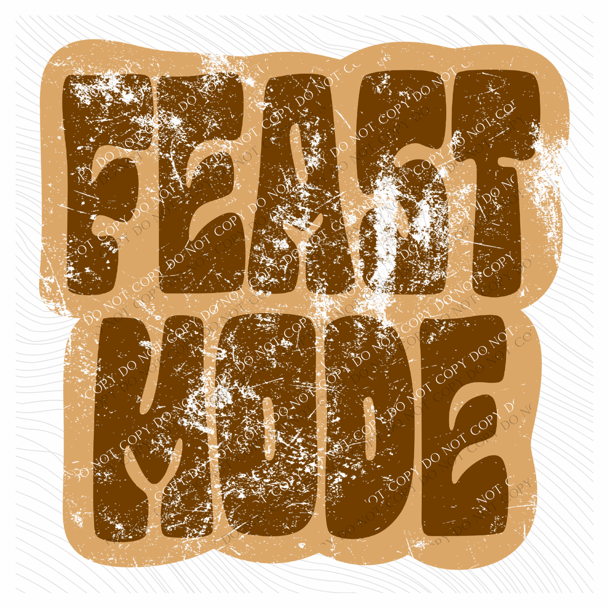 Feast Mode Retro Shadow Brown Distressed Digital Design, PNG