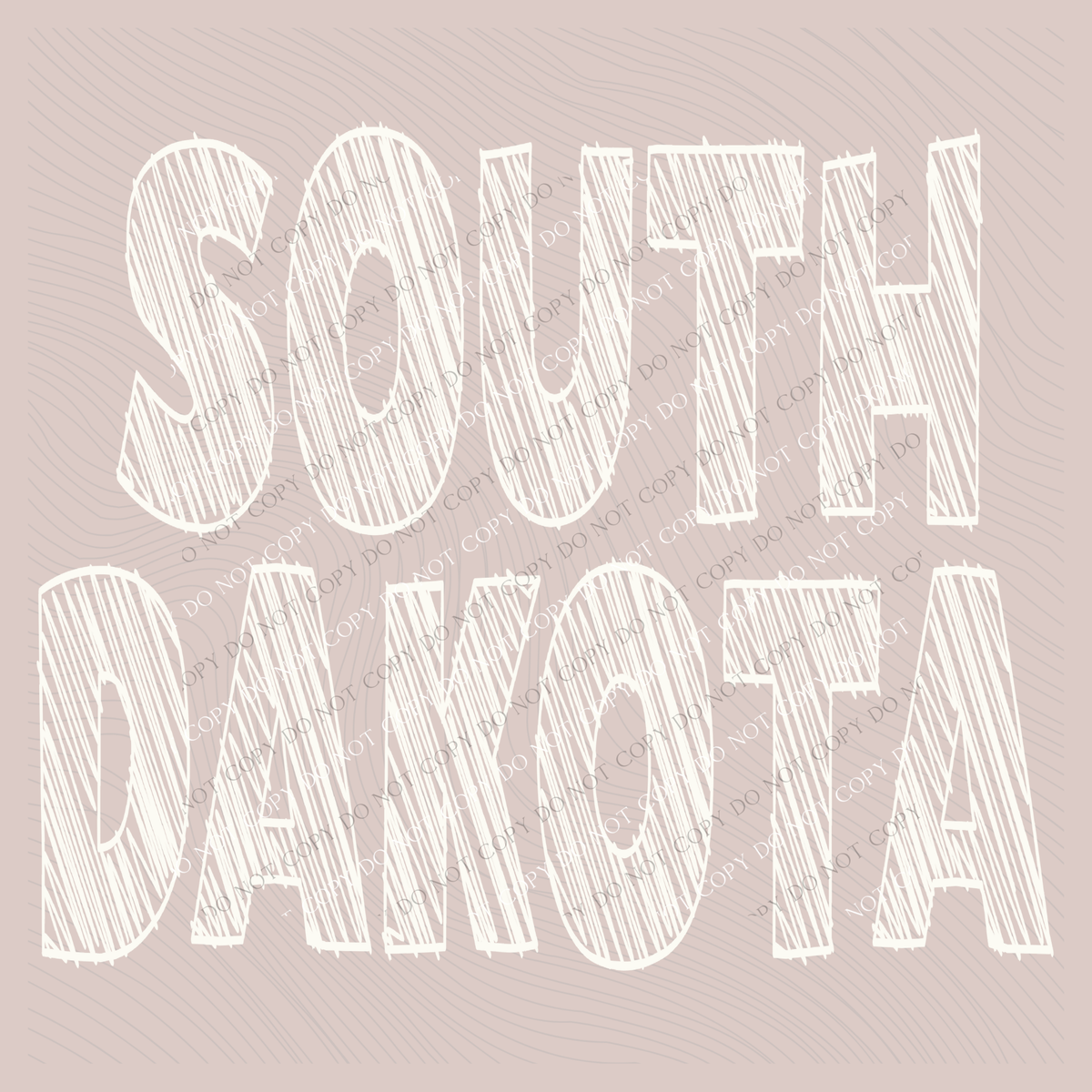 South Dakota Scribble in Cream White Digital Design, PNG