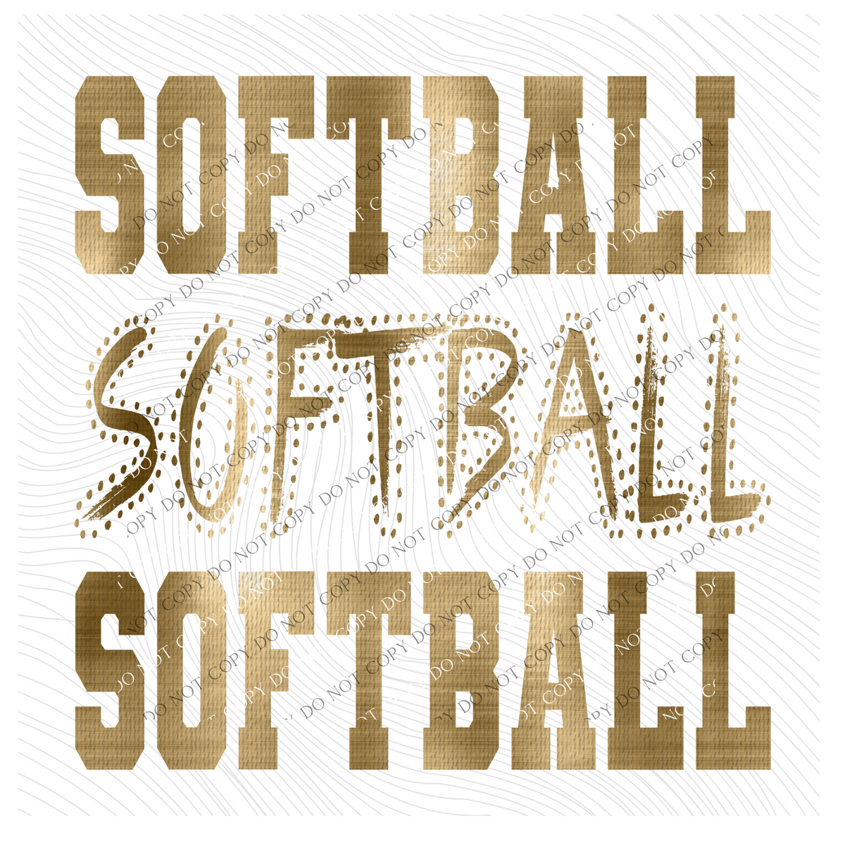 Softball Varsity Polka Dot Texture Foil Gold Digital Design, PNG