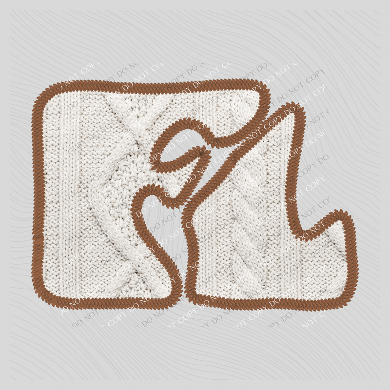 Florida FL Sweater Patch in Cream & Brown Digital Design, PNG