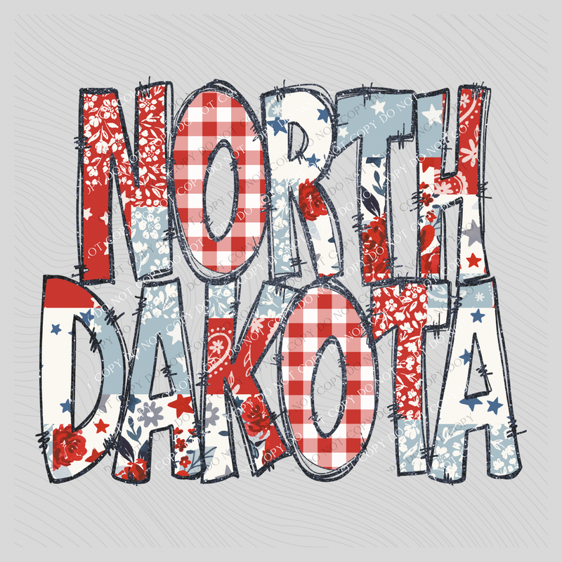 North Dakota Doodle Patch & Glitter Digital Design, PNG