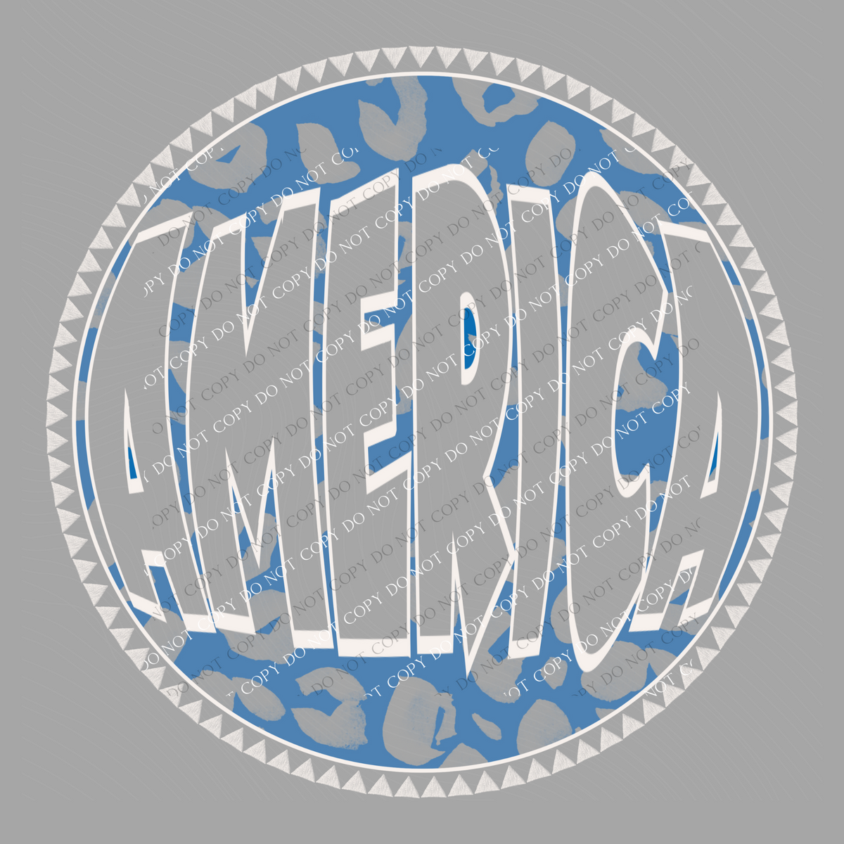 America Groovy Leopard Cutout in Blue & White Patriotic Digital Design, PNG