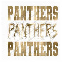 Panthers Varsity Polka Dot Texture Foil Gold Digital Design, PNG