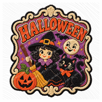 Witch Halloween Chenille Patch Digital Design, PNG
