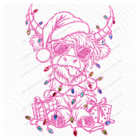 Funky Christmas Cow Glitter Digital Design, PNG