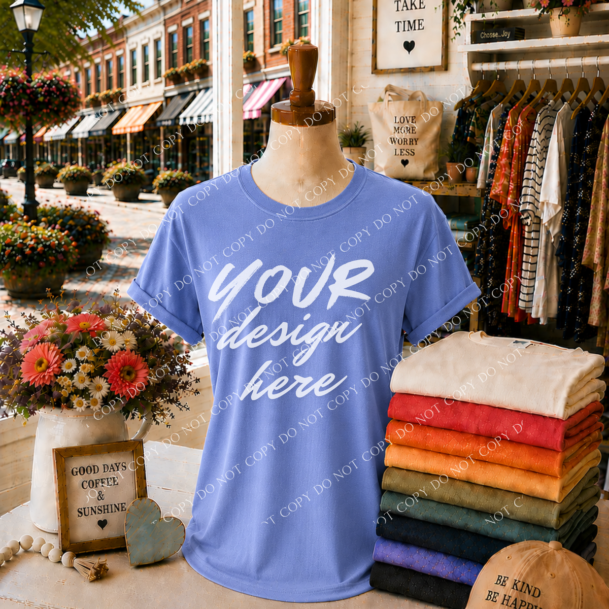 Blank Everyday Boutique Mockup, Comfort Colors 1717 Periwinkle