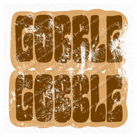 Gobble Gobble Retro Shadow Brown Distressed Digital Design, PNG