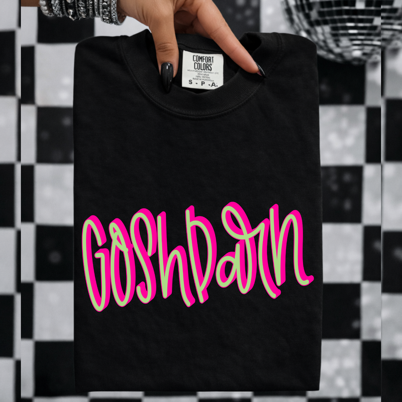Goshdarn 3D Sassy Script Bright Pink & Green Digital Design, PNG