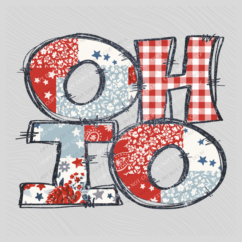 Ohio Doodle Patch & Glitter Digital Design, PNG