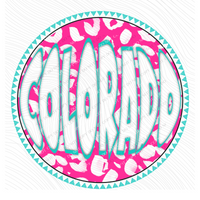 Colorado Groovy Leopard Shadow & Non Shadow (both included) Cutout in Pink & Teal Digital Design, PNG