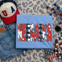 Nebraska Glitter, Floral, Gingham & Stars Patriotic Digital Design, PNG