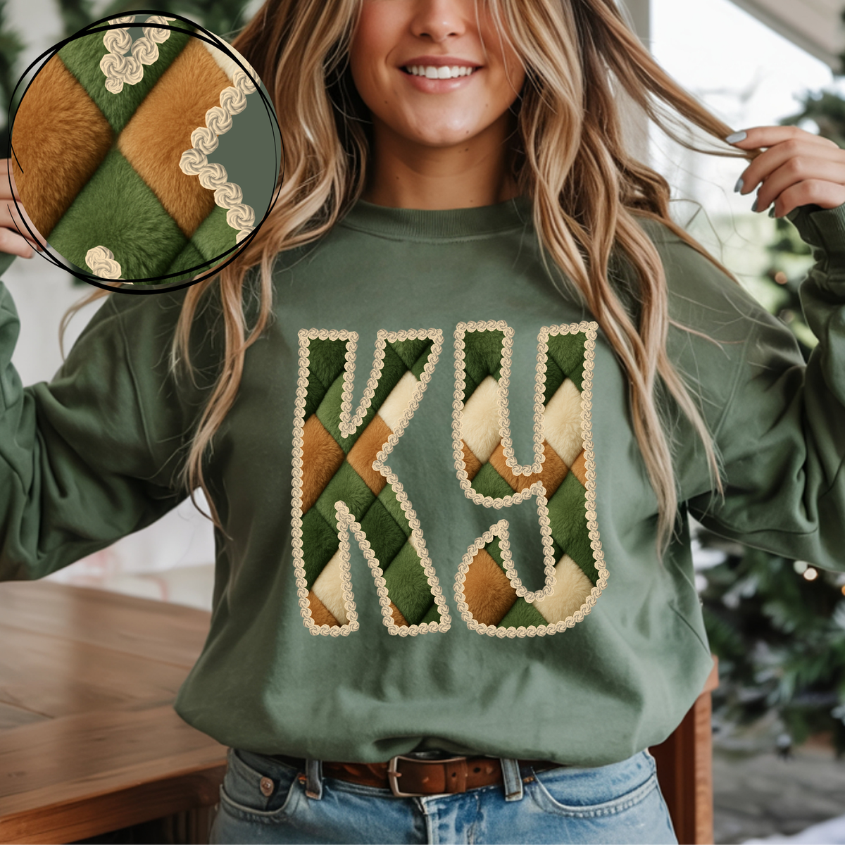 KY Kentucky Stitched Argyle Fur Digital Download, PNG