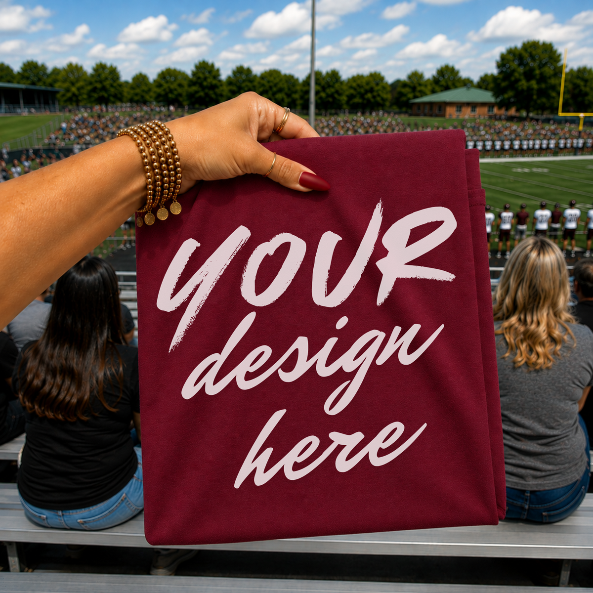Game Day Sports Flatlay Mockup, Gildan G500 Garnet