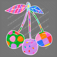 Cherries Color Pop Doodle Digital Design, PNG
