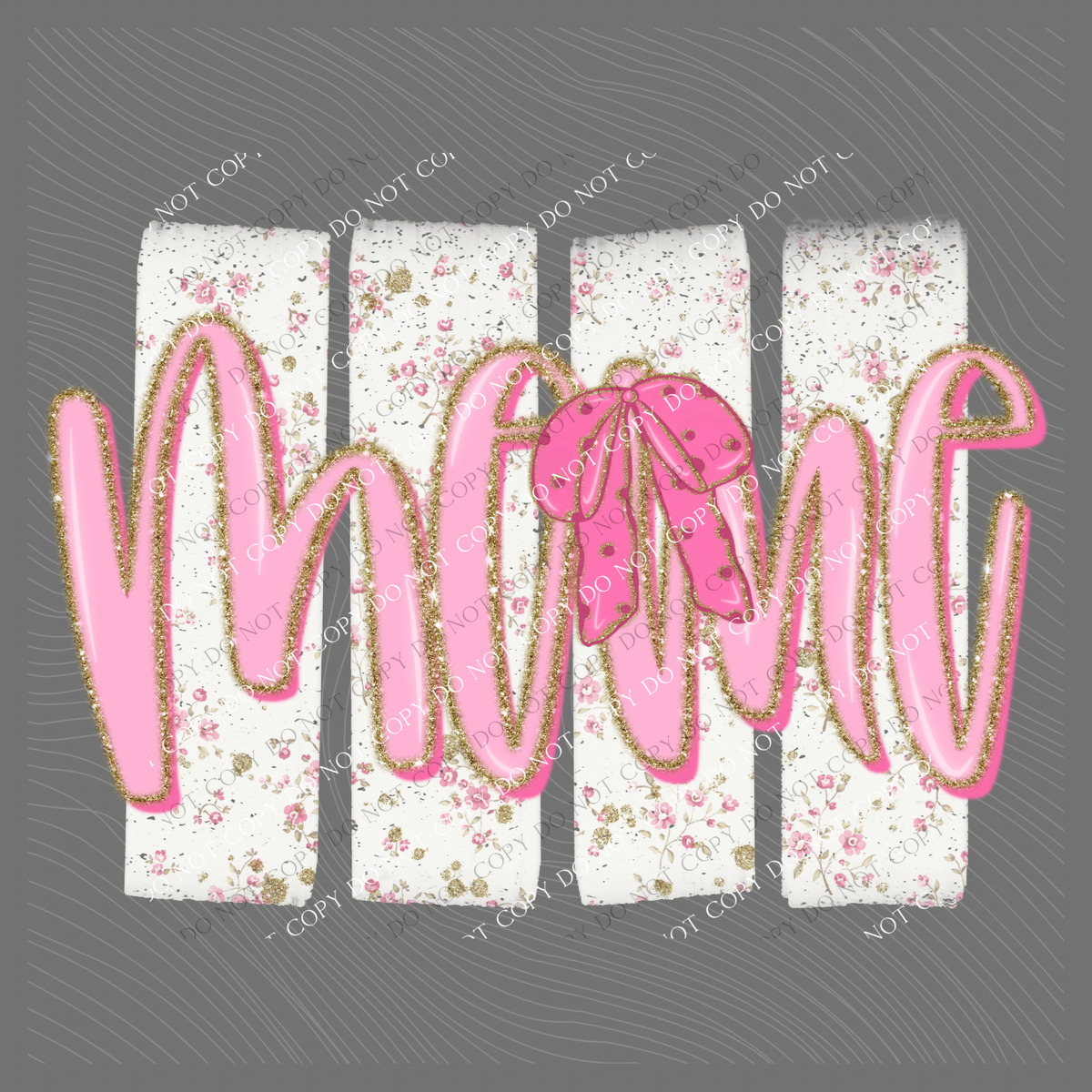 Meme Floral Distressed Stripes, Glitter & Bow Coquette Digital Design, PNG