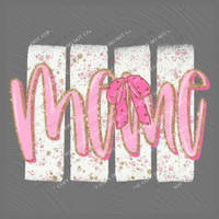 Meme Floral Distressed Stripes, Glitter & Bow Coquette Digital Design, PNG