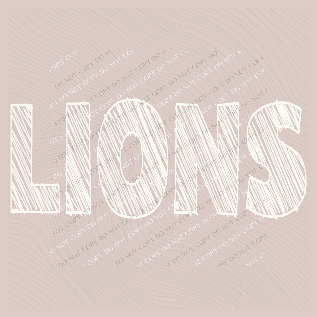 Lions Scribble in Cream White Digital Design, PNG