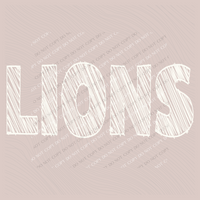 Lions Scribble in Cream White Digital Design, PNG