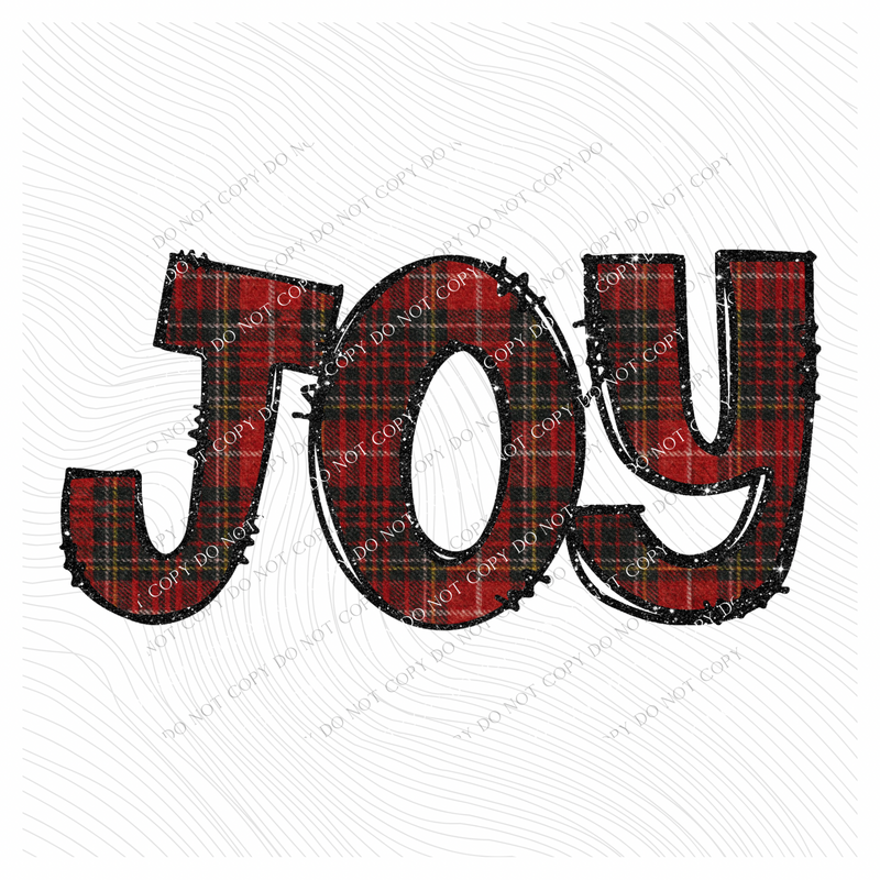 Joy Glitter & Red Plaid Digital Download, PNG