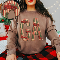 GA Georgia Striped Christmas Red Truck 3D Texture Fabric Style Digital Download, PNG