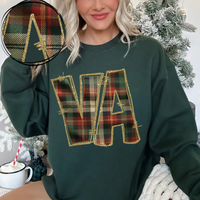 Virginia Glitter & Plaid Digital Download, PNG