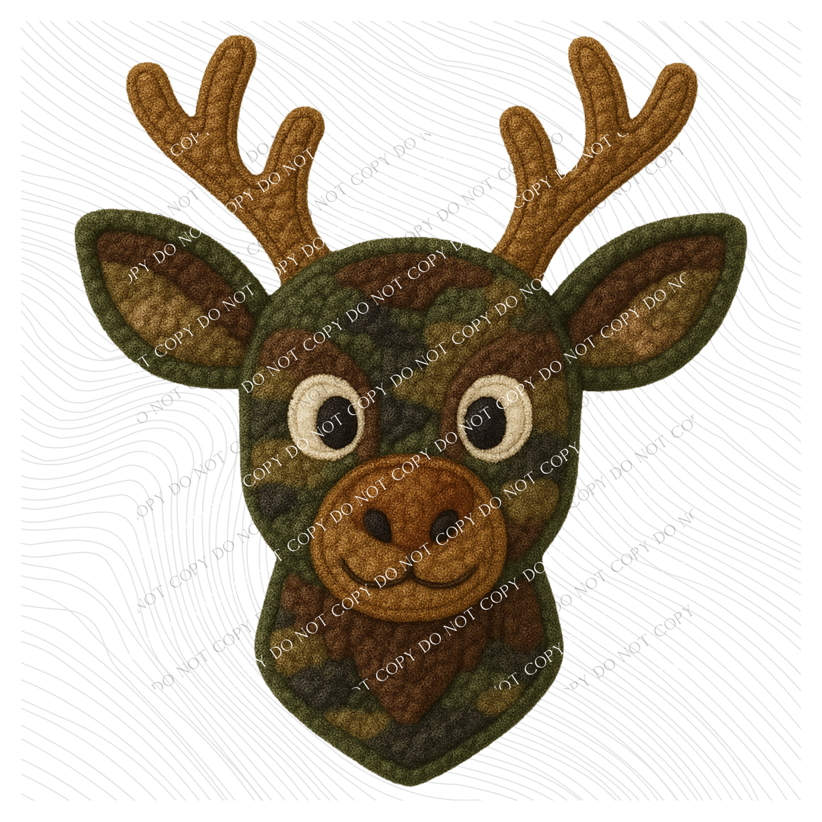 Buck Deer Camo 3D Chenille Patch Style Digital Download, PNG
