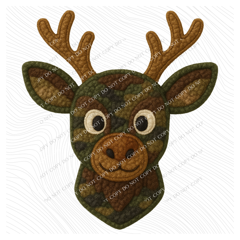 Buck Deer Camo 3D Chenille Patch Style Digital Download, PNG