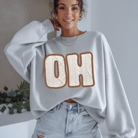 Ohio OH Sweater Patch in Cream & Brown Digital Design, PNG