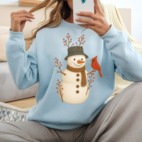 Snowman & Berries Sketch Digital Download, PNG