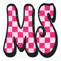 MS Mississippi Retro Checkers in Pinks Digital Design, PNG