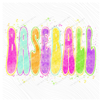 Baseball Neon Chalky Splatter Digital Design, PNG