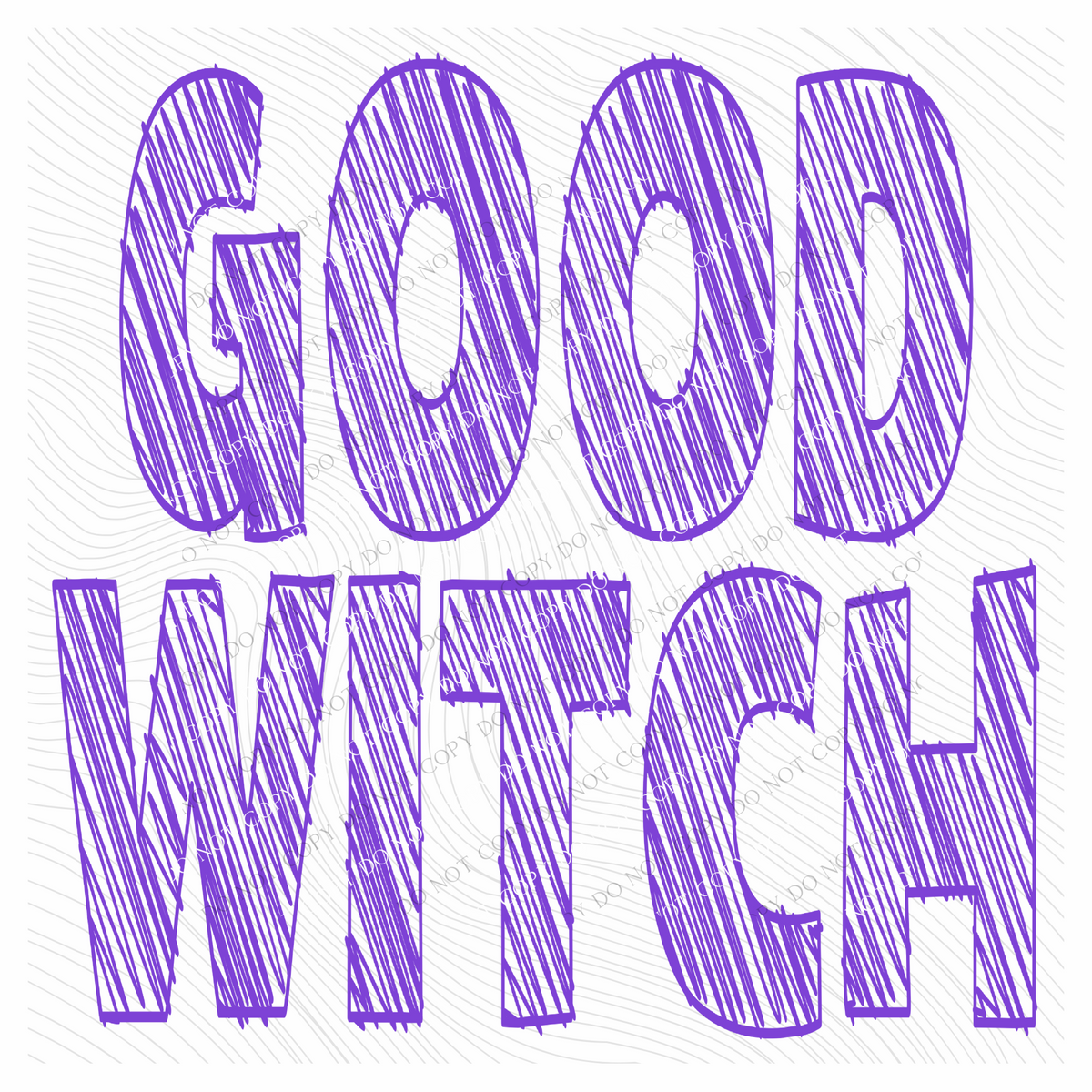 Good Witch Scribble in Purple Fall Halloween Digital Design, PNG