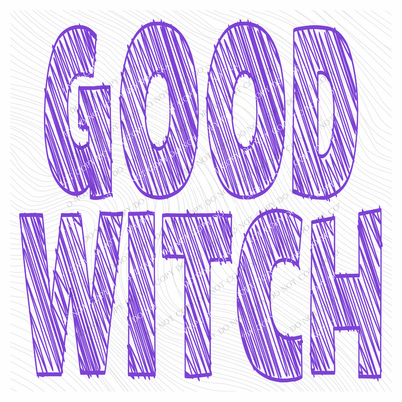 Good Witch Scribble in Purple Fall Halloween Digital Design, PNG