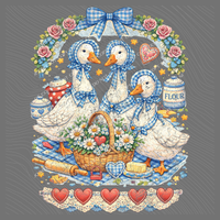 Vintage Blues Gingham Goose Distressed Digital Design, PNG