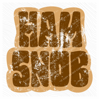 Ham Snob Retro Shadow Brown Distressed Digital Design, PNG