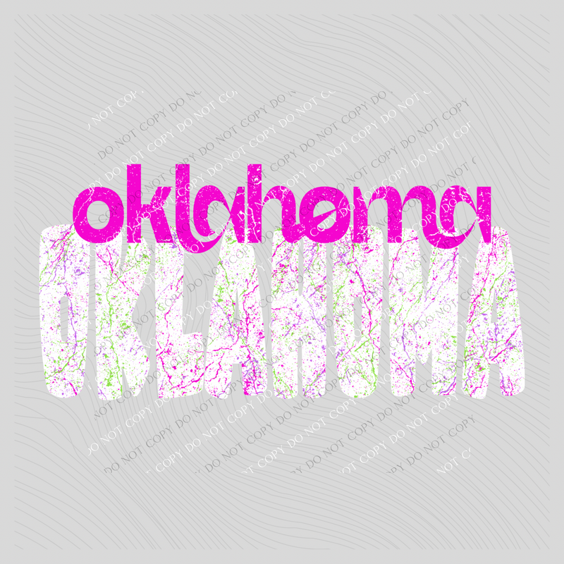 Oklahoma Crackle in Neons & White Digital Design, PNG