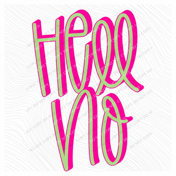 Hell No 3D Sassy Script Bright Pink & Green Digital Design, PNG