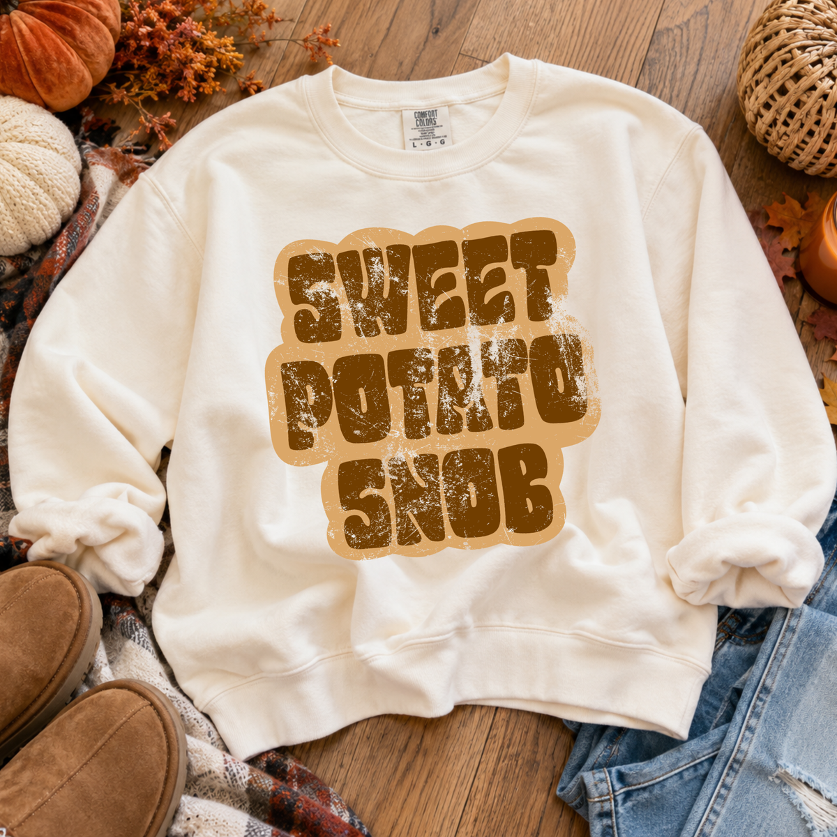 Sweet Potato Snob Retro Shadow Brown Distressed Digital Design, PNG