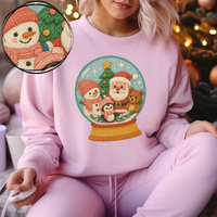 Santa & Friends Vintage Snow Globe 3D Yarn Style Christmas Digital Download, PNG