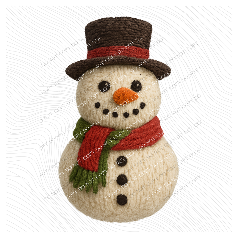 Snowman in 3D Yarn Style Digital Download, PNG