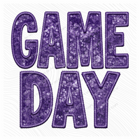 Game Day Faux Embroidery Sequin in Purple Digital Design, PNG