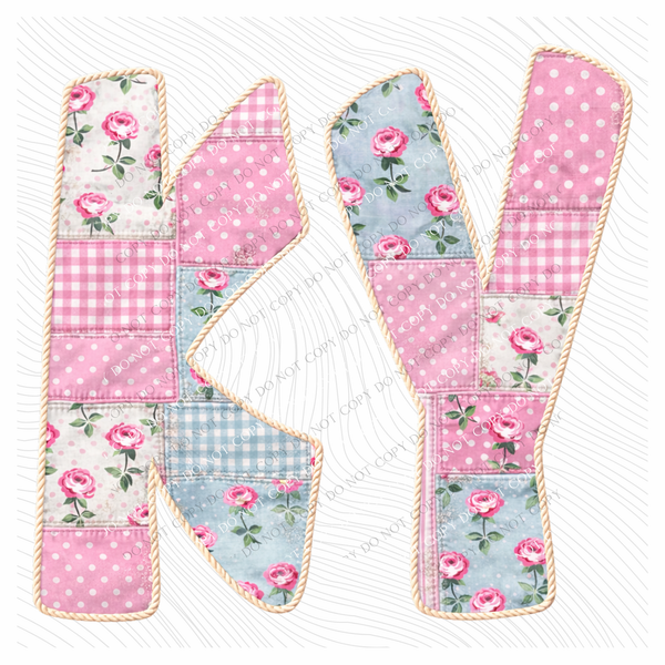 KY Kentucky Quilted Dainty Floral Digital Design, PNG