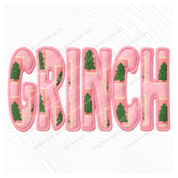 Grinch Pink 3D Embroidered Plush Christmas Digital Design, PNG