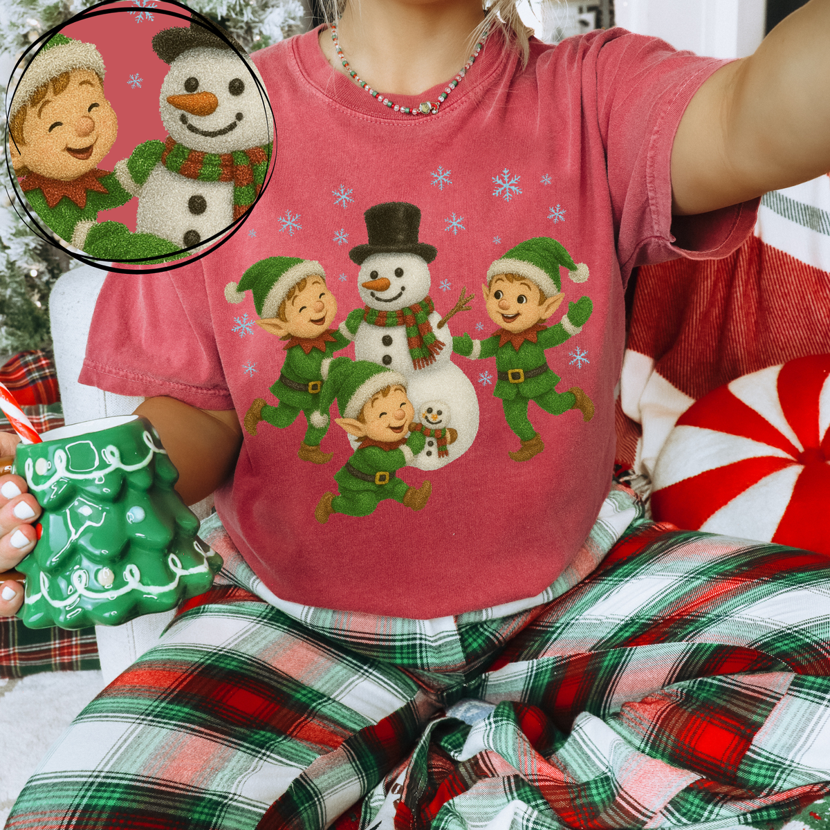 Elves & Snowman Faux Tinsel Christmas Digital Download, PNG